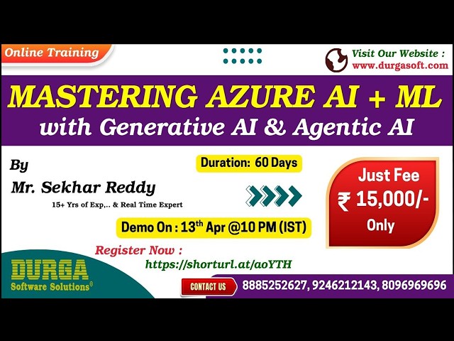 Mastering Azure AI + ML with Generative AI & Agentic AI Online Training @ DURGASOFT