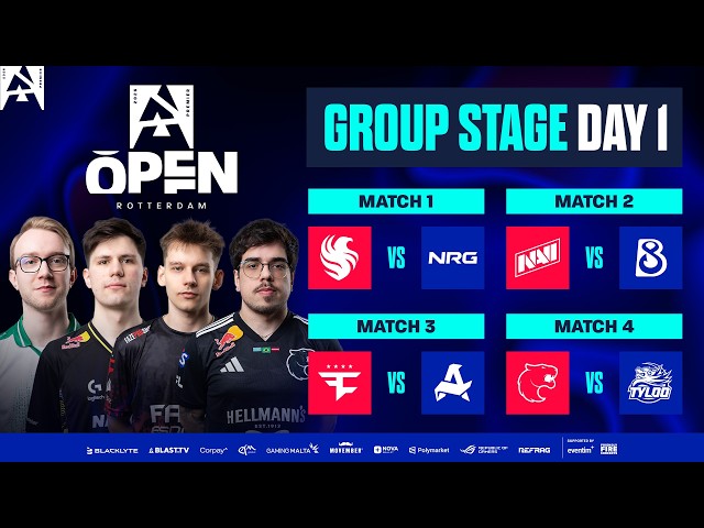 BLAST Open Rotterdam 2026, Day 1 - Falcons vs NRG, NAVI vs B8, FaZe vs Aurora, FURIA vs TYLOO