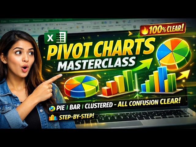 Pivot Charts Explained in ONE Video 💯 | Excel Pie, Bar, Clustered Charts | 100% CONFUSION CLEAR