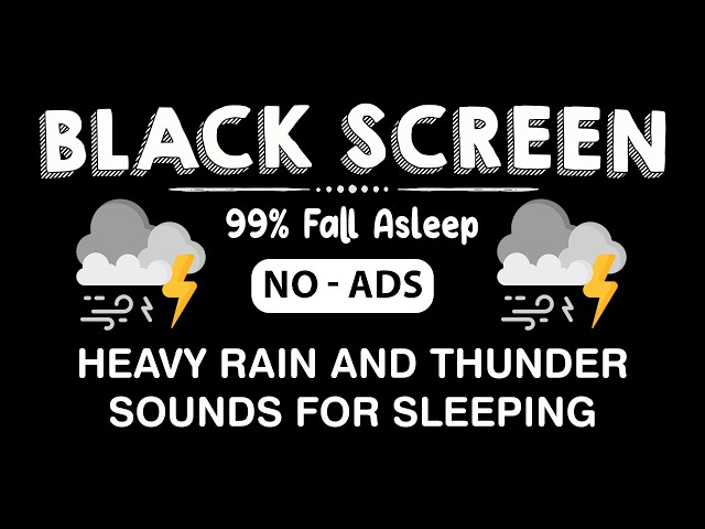 🔴 Heavy Rain and Thunder Sounds for Sleeping - Black Screen | Natural Thunderstorm for Deep Sleep