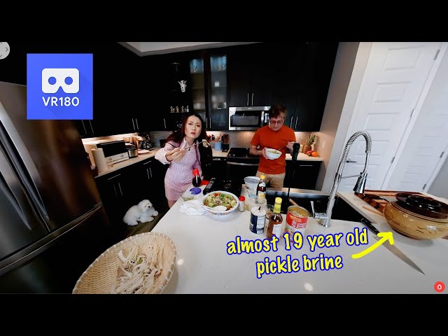 VR 180 cooking Chinese Thin sliced Beef in Hot and Sour soup