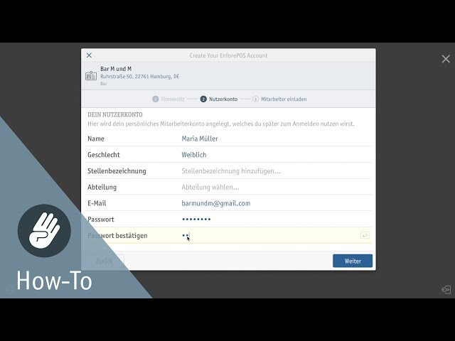 Geschäftskonto im Kassensystem anlegen | Erste Schritte in enforePOS