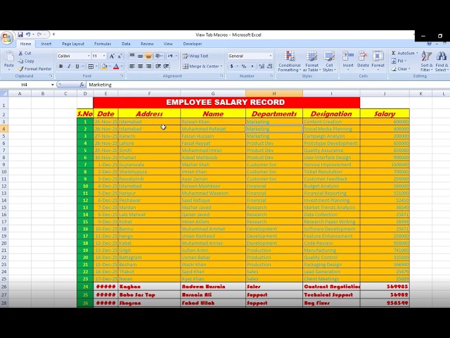 Class # 133 MS Excel 2007 View Tab_Macros_View Macros_Record Macros_Use Relative References