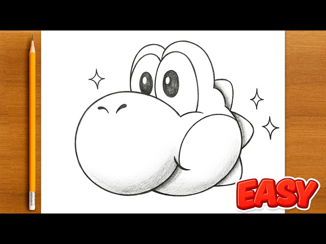 How to Draw Yoshi Step by Step ✏️🦖 | Easy Pencil Drawing 🍄🎨
