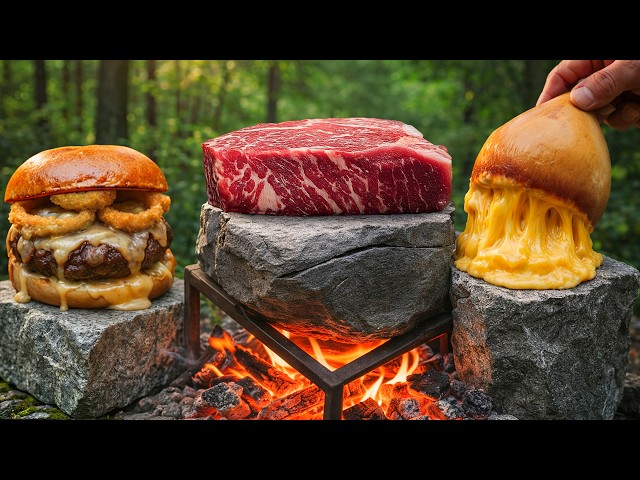Cooking the Perfect Tomahawk Steak on a Heated Forest Rock | Compilation