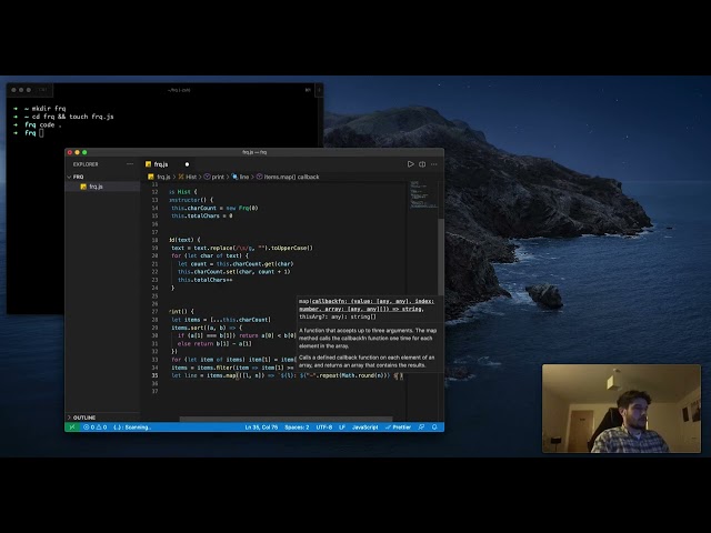 Node.js Character Frequency Histogram (Rainy Nights, 2022)