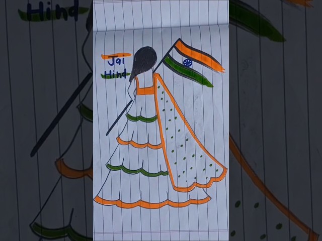 Independent/Republic Day 🇮🇳 Drawing #15august /26january drawing #tirangadrawingeasy #indiangirl#art