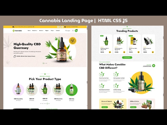 Modern CBD Landing Page Design 🔥 HTML CSS JavaScript + Code Preview