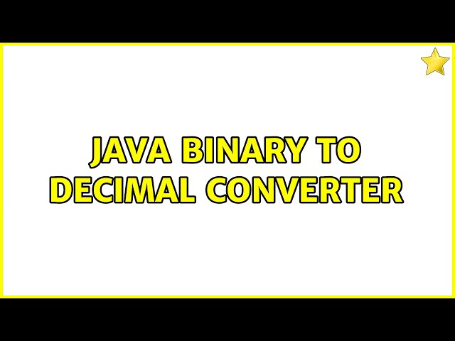 java binary to decimal converter