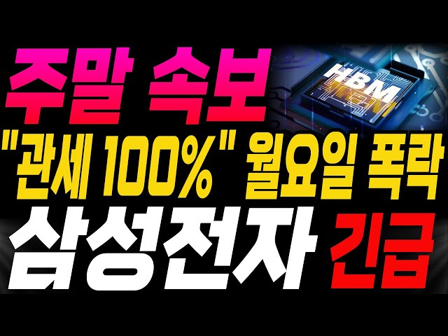 [삼성전자 SK하이닉스 한미반도체 주가전망]🔥주말속보🔥미국 "관세 100%" 월요일 폭락...대응방법은? 주주님들 필수시청! #삼성전자 #테슬라 #엔비디아 #강대표
