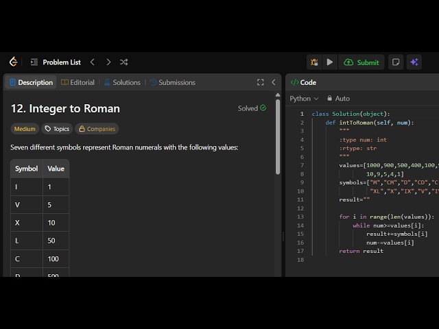 Integer to Roman | LeetCode 12 | Python Solution 🔥 | Greedy Algorithm Explained