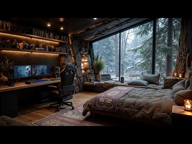 Get in the Zone Winter Deep Work Music ~ Forest Cabin Chill