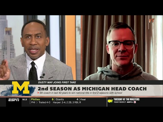 FIRST TAKE | Michigan HC Dusty May joins Stephen A. Smith on Wolverines won their first NCAA title