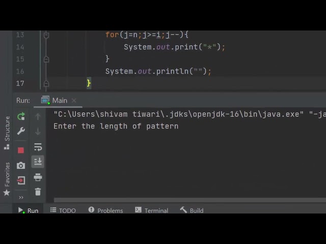 Pattern given by user in Java on intelijidea@COMPUTEREXCELSOLUTION