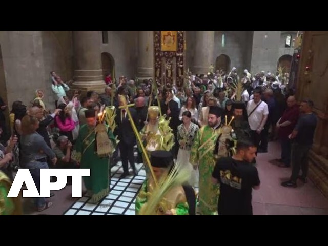 Greek Orthodox Patriarch Leads Palm Sunday Ceremony in Empty Jerusalem Old City | APT