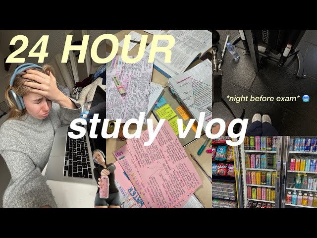 24 HOUR STUDY VLOG 📚 productive diml, night before cramming, study tips + lots of crash outs 🤡