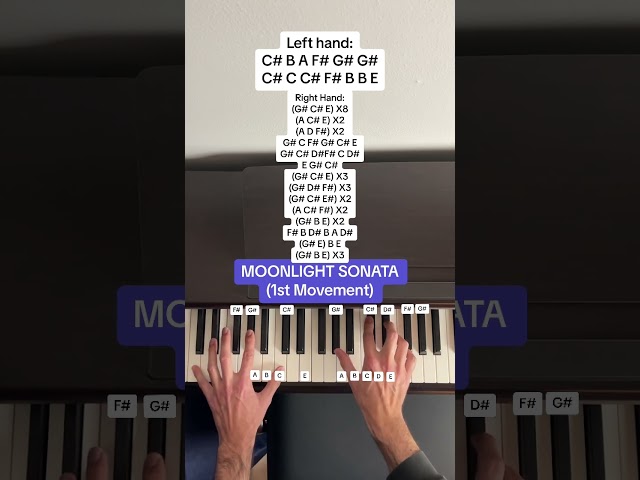 Beethoven - Moonlight Sonata 1st Movement (Easy Piano Tutorial With Letters)