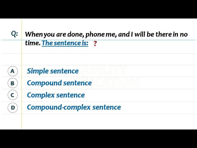Kinds of Sentences Quiz 3 | Simple, Compound, Complex & Compound-complex sentences