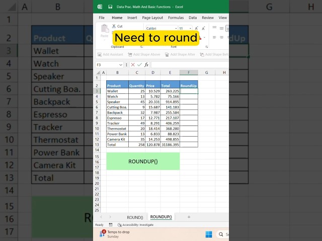How to Use ROUNDUP Function in Excel – Quick & Easy!