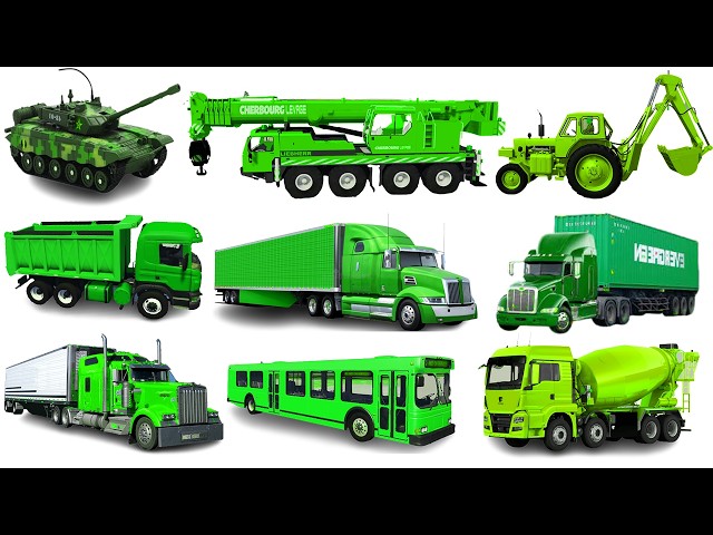 Betonmischer, Feuerwehrwagen, Tankwagen, Muldenkipper, Müllwagen und Containerlaster stürzten in ...