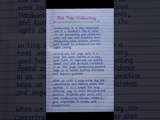 One Page Handwriting| Handwriting Practice | Improve Handwriting | Creative Handwriting | #writing