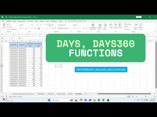 Excel DAYS & DAYS360 Function Tutorial – What's the Difference?