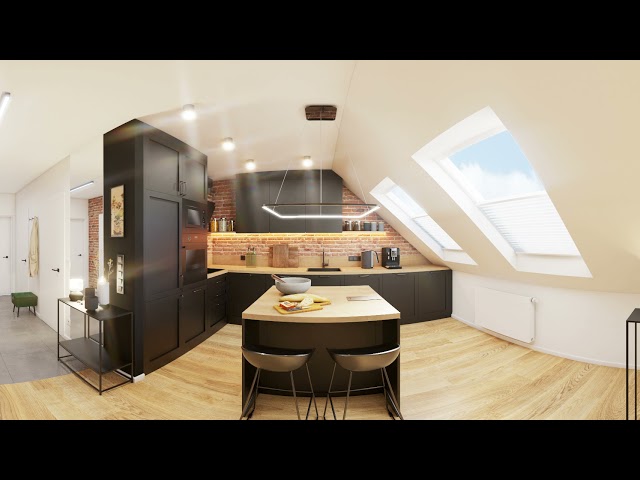 cegła w kuchni i salonie. projekt 360 #cegla #ceglanascienie #projekt