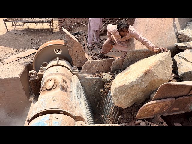 Massive Rock Crushing Machine Jam! Workers Break Giant Stones by Hand | Dangerous Crusher Action