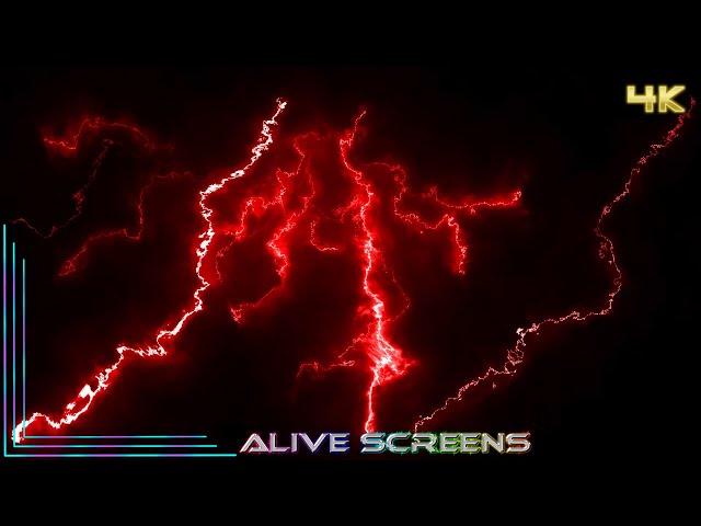 11 Hours of Red Screen Lightning 4K | Intense Thunderstorm Live Wallpaper