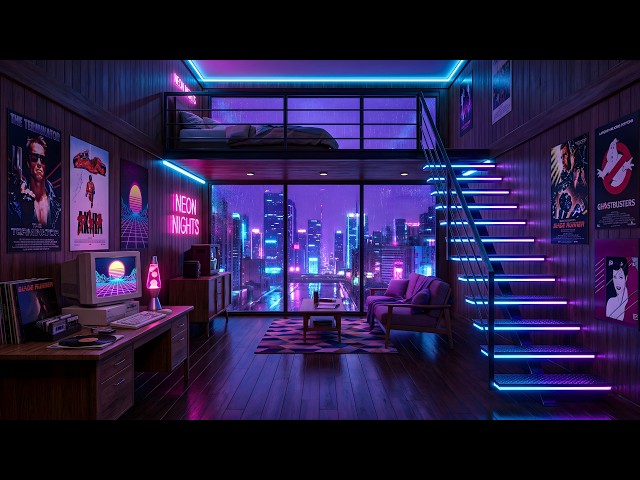 80s Synthwave & Chillwave Lofi Music | 80s Nostalgia Radio to Relax, Chill & Work 🌃 Neon Retro Room
