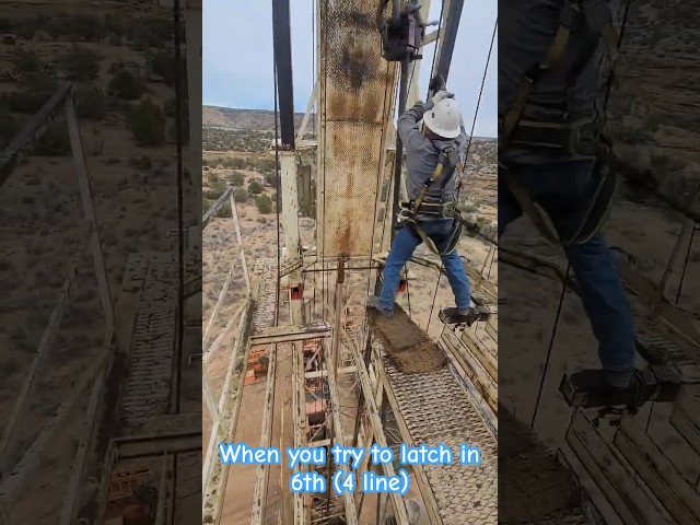 Derrick hand almost latches at the fastest speed on the rig #derrickman #oil #rigs #oilwork