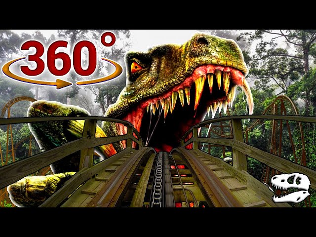360 / VR Video Dinosaur Roller Coaster Experience - Jurassic World Virtual Ride