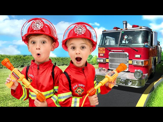 Kids pretend play firefighter - Fire Truck Rescue Missions