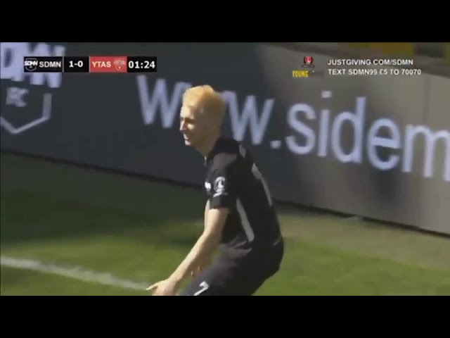 Miniminter scores and does FORTNITE CELEBRATION! Sidemen FC vs YouTube AllStars Charity Match