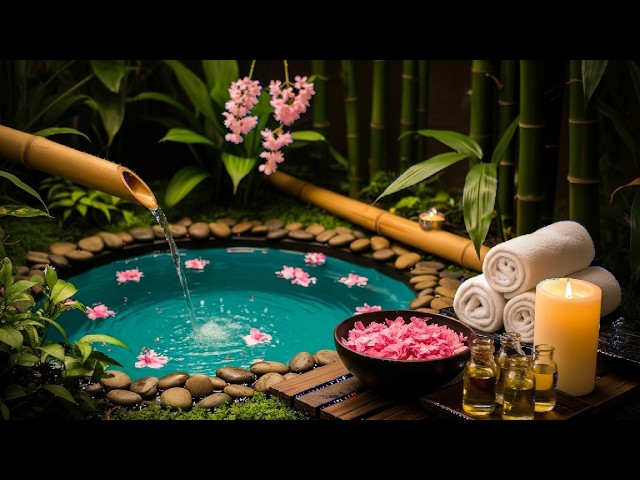 ASMR Spa Experience 🎧 Bamboo Water Trickling, Candlelight & Nature  No Talking Relaxation