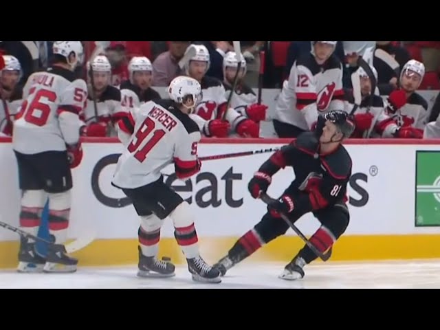 Dawson Mercer Costly Double Minor Penalty in Double OT Against Jesperi Kotkaniemi