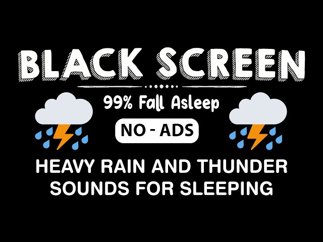 🔴 Heavy Rain and Thunder Sounds for Sleeping - Black Screen | Real Thunderstorm Night for Insomnia