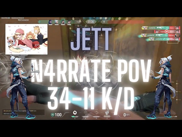 KC N4RRATE POV Jett on Pearl 34-11 K/D (VALORANT Pro POV)