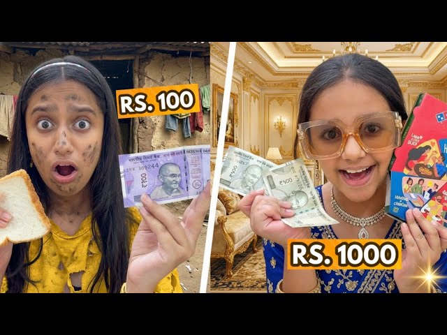 Living on Rs 100 vs Rs 1000 for 24 hours 😍 Challenge