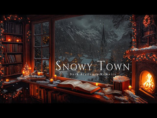 Hazy Window View Over a Snowy Cathedral Town ❄️ Dark Academia Winter Ambience for Reading & Writing