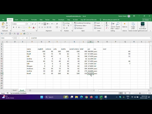 MS-Excel AND formula