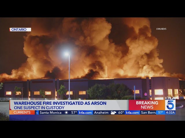6-alarm blaze engulfs massive Ontario warehouse, arson suspected