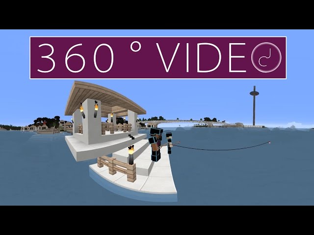 360° VIDEO - MINECRAFT TIMELAPSE -  FISHING ON THE PIER