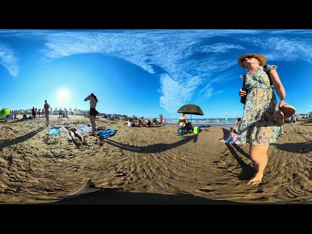 😍 BRIGHTER THAN REALITY! 360° Beach Atmosphere | Walk in Spain | 8K
