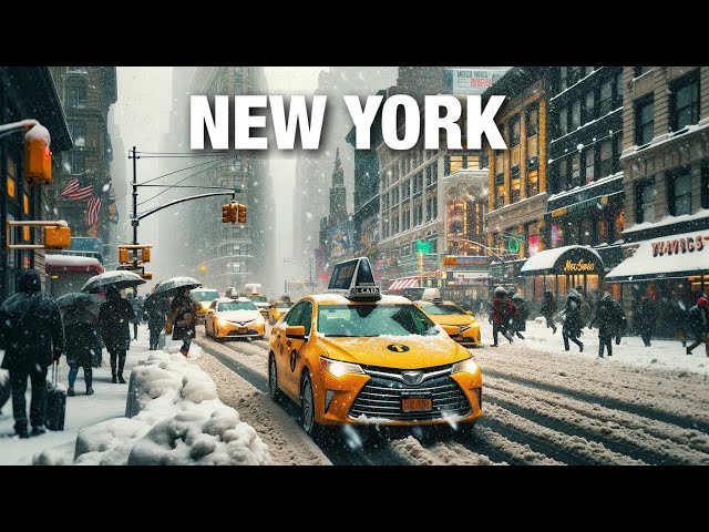 NYC Snow Walk 2024 - Snowfall in New York City 4K NYC Snow Walk in Manhattan ASMR