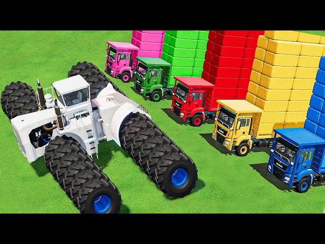 GIANT TRACTOR OF COLORS! +24 WHEELS BIG BUD TRACTOR & MAN Loader Truck! SILAGE BALING, LOAD! FS22