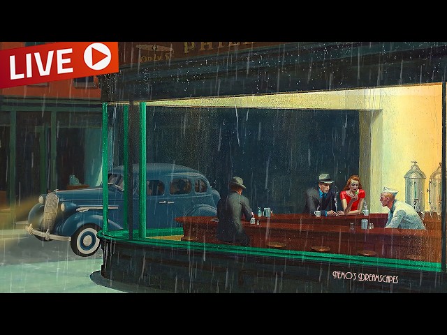 Oldies playing in a coffee shop and it's raining (calming rain sounds, no thunders) 11 HOURS ASMR v5