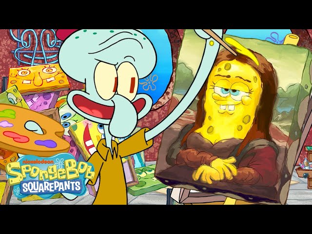 Squidward Turns SpongeBob into Art! 🎨 | Full Scene | SpongeBob