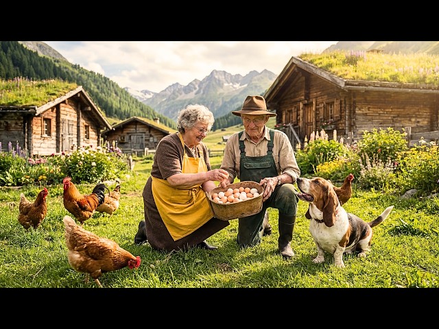 The Most Beautiful Alpine Farm Village | Peaceful Rural Life With Chickens and Nature