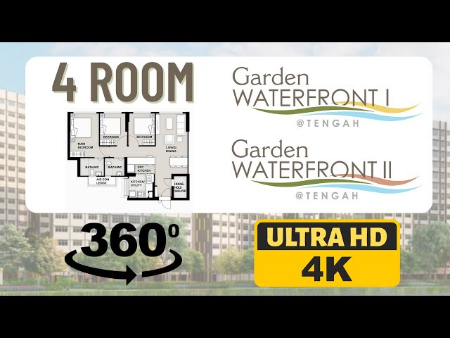 Garden Waterfront 1 and 2 4-Room Virtual Tour | Monochromatic Home | 2022 Nov Tengah BTO | VR 360 4K